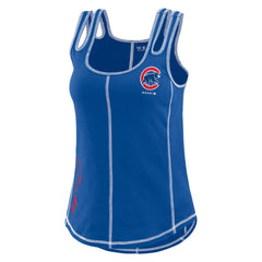 Chicago Cubs WEAR by Erin Andrews Women's Contrast Stitch Tank Top - Royal Tanks