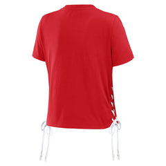Los Angeles Angels WEAR by Erin Andrews Women's Side Lace-Up Cropped T-Shirt - Red T-shirts