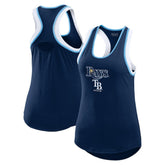 Tampa Bay Rays WEAR by Erin Andrews Women's Colorblock Racerback Tank Top - Navy Tanks