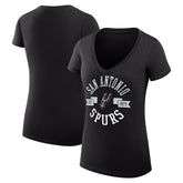 San Antonio Spurs G-III 4Her by Carl Banks Women's Super-Slim Fit Lightweight Large City Logo V-Neck T-Shirt Black