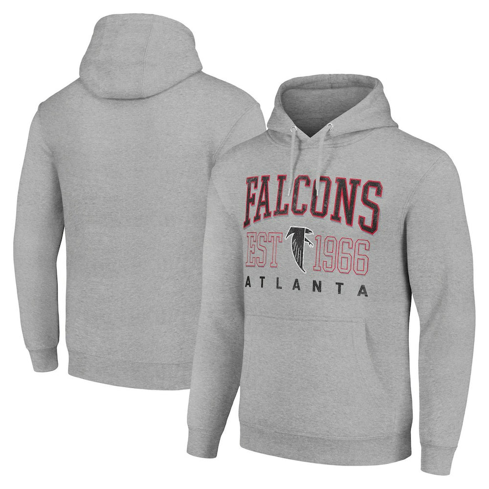 Atlanta Falcons Starter Unisex Throwback Logo Pullover Hoodie - Heather Gray Hoodies