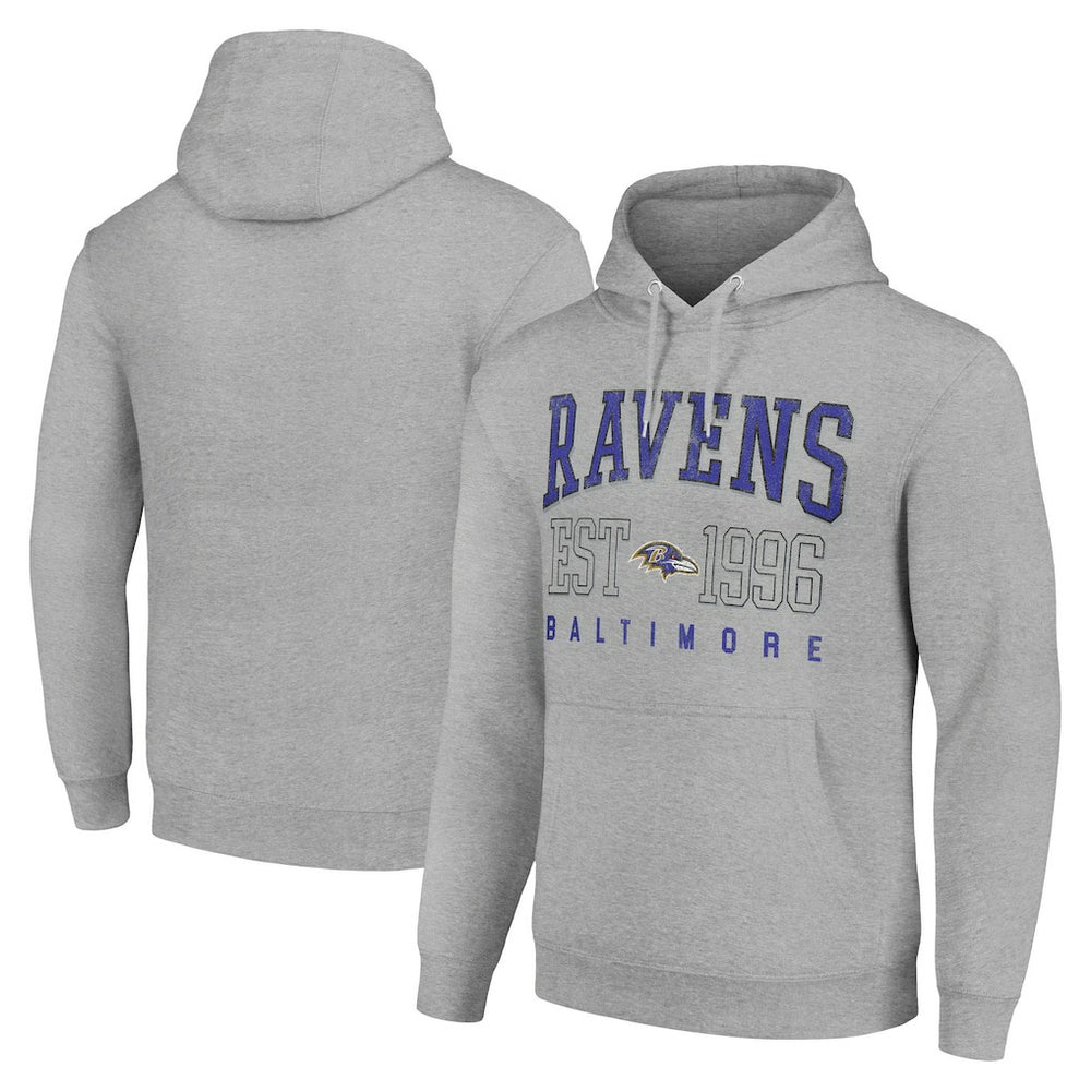 Baltimore Ravens Starter Unisex Throwback Logo Pullover Hoodie - Heather Gray Hoodies