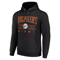 Miami Dolphins Starter Unisex Throwback Logo Pullover Hoodie - Black Hoodies