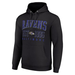 Baltimore Ravens Starter Unisex Throwback Logo Pullover Hoodie - Black Hoodies