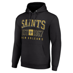 New Orleans Saints Starter Unisex Throwback Logo Pullover Hoodie - Black Hoodies