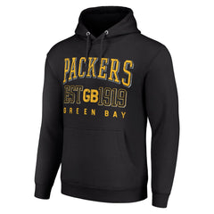 Green Bay Packers Starter Unisex Throwback Logo Pullover Hoodie - Black Hoodies