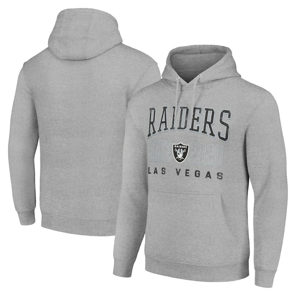 Las Vegas Raiders Starter Unisex Throwback Logo Pullover Hoodie - Heather Gray Hoodies