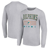 Miami Dolphins Starter Throwback Logo Long Sleeve T-Shirt - Heather Gray T-shirts