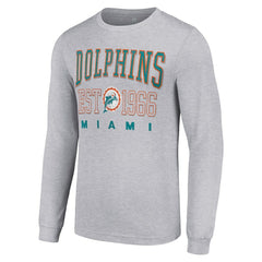 Miami Dolphins Starter Throwback Logo Long Sleeve T-Shirt - Heather Gray T-shirts