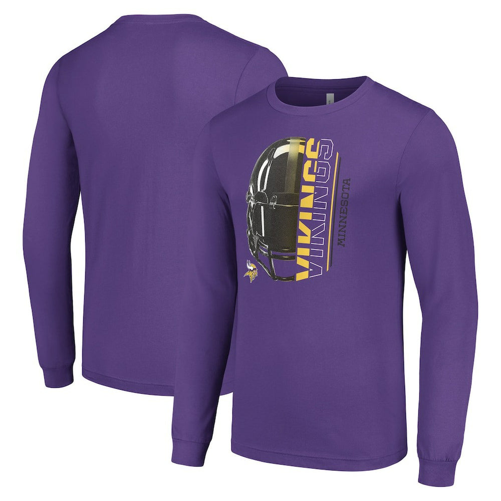 Minnesota Vikings Starter Half Helmet Logo Long Sleeve T-Shirt - Purple T-shirts