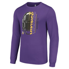 Minnesota Vikings Starter Half Helmet Logo Long Sleeve T-Shirt - Purple T-shirts