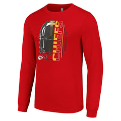 Kansas City Chiefs Starter Half Helmet Logo Long Sleeve T-Shirt - Red T-shirts