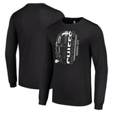 Kansas City Chiefs Starter Half Helmet Logo Long Sleeve T-Shirt - Black T-shirts