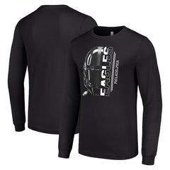 Philadelphia Eagles Starter Half Helmet Logo Long Sleeve T-Shirt - Black T-shirts