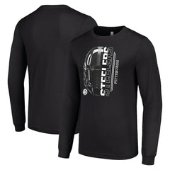 Pittsburgh Steelers Starter Half Helmet Logo Long Sleeve T-Shirt - Black T-shirts