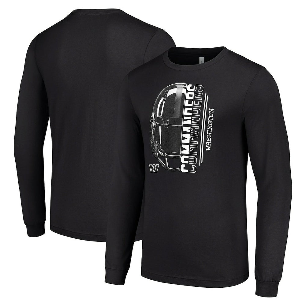 Washington Commanders Starter Half Helmet Logo Long Sleeve T-Shirt - Black T-shirts