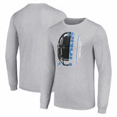 Detroit Lions Starter Half Helmet Logo Long Sleeve Heathered T-Shirt - Heather Gray T-shirts