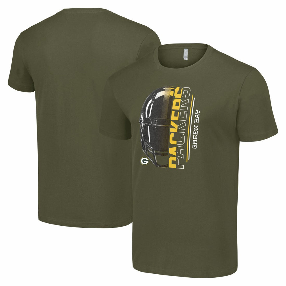 Green Bay Packers Starter Half Helmet Logo T-Shirt - Olive T-shirts