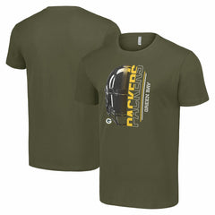 Green Bay Packers Starter Half Helmet Logo T-Shirt - Olive T-shirts