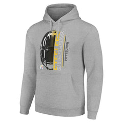 Pittsburgh Steelers Starter Unisex Half Helmet Logo Pullover Hoodie - Heather Gray Hoodies