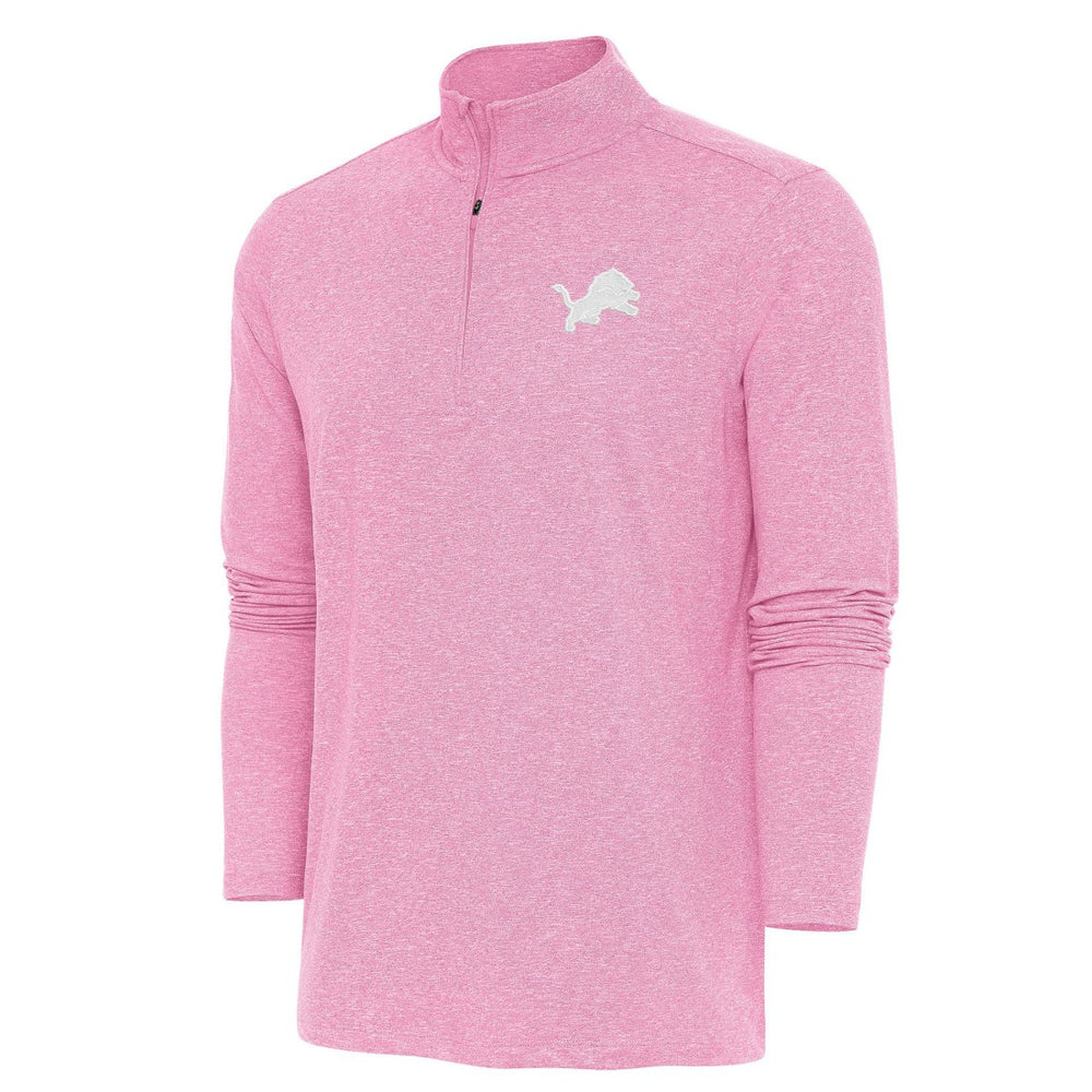 Detroit Lions Antigua Hunk Quarter-Zip Pullover Top - Pink Pullover