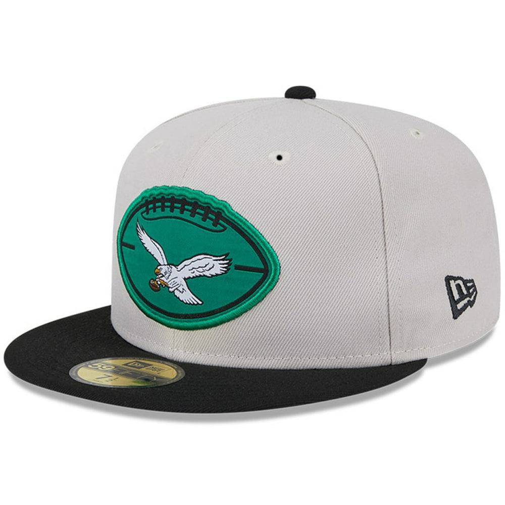 Philadelphia Eagles New Era 2024 Sideline Historic 59FIFTY Fitted Hat - Stone/Black Hats