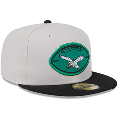 Philadelphia Eagles New Era 2024 Sideline Historic 59FIFTY Fitted Hat - Stone/Black Hats