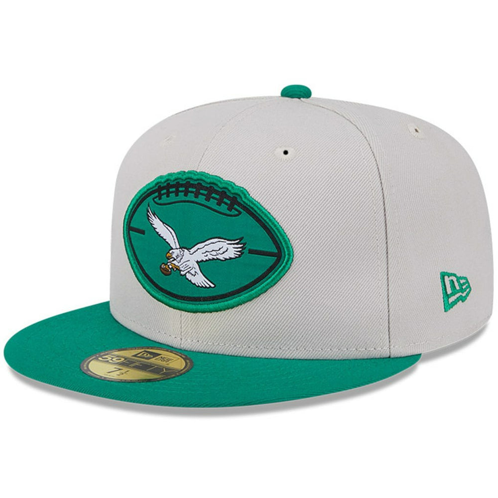 Philadelphia Eagles New Era 2024 Sideline Historic 59FIFTY Fitted Hat - Stone/Kelly Green Hats