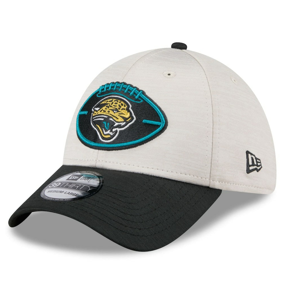 Jacksonville Jaguars New Era 2024 Sideline Historic 39THIRTY Flex Hat - Stone/Teal Hats