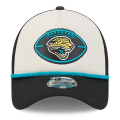 Jacksonville Jaguars New Era 2024 Sideline Historic 9FORTY A-Frame Trucker Adjustable Hat - Stone/Black Hats
