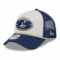 Dallas Cowboys New Era Youth 2024 Sideline Historic 9FORTY A-Frame Trucker Adjustable Hat - Stone/Navy Hats