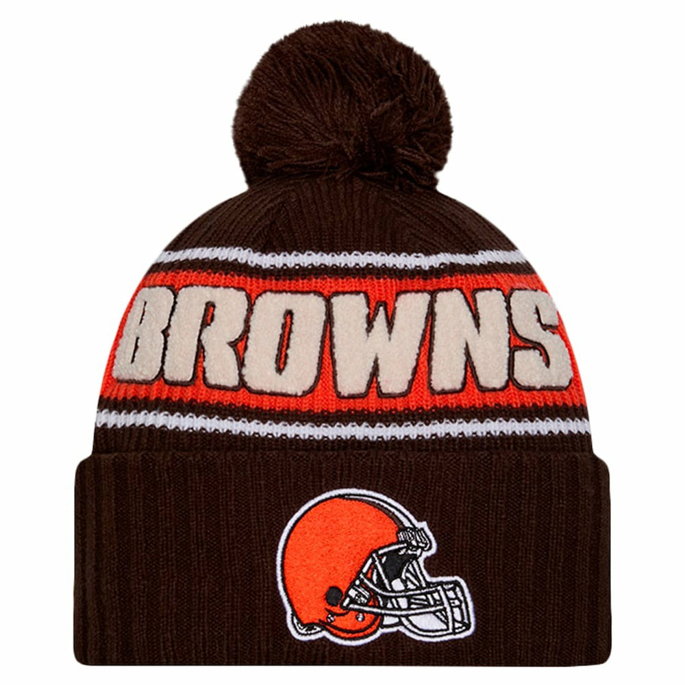 Cleveland Browns New Era 2024 Sideline Cuffed Knit Hat with Pom - Brown Hats