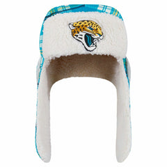Jacksonville Jaguars New Era Sideline Plaid Sherpa Trapper Hat - Teal Hats