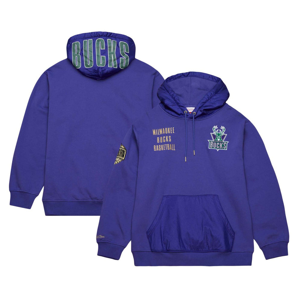 Milwaukee Bucks Team OG 2.0 Vintage Logo Fleece Pullover Hoodie Purple - Mitchell & Ness
