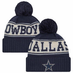 Dallas Cowboys New Era Youth Retro Cuffed Knit Hat with Pom - Navy Hats