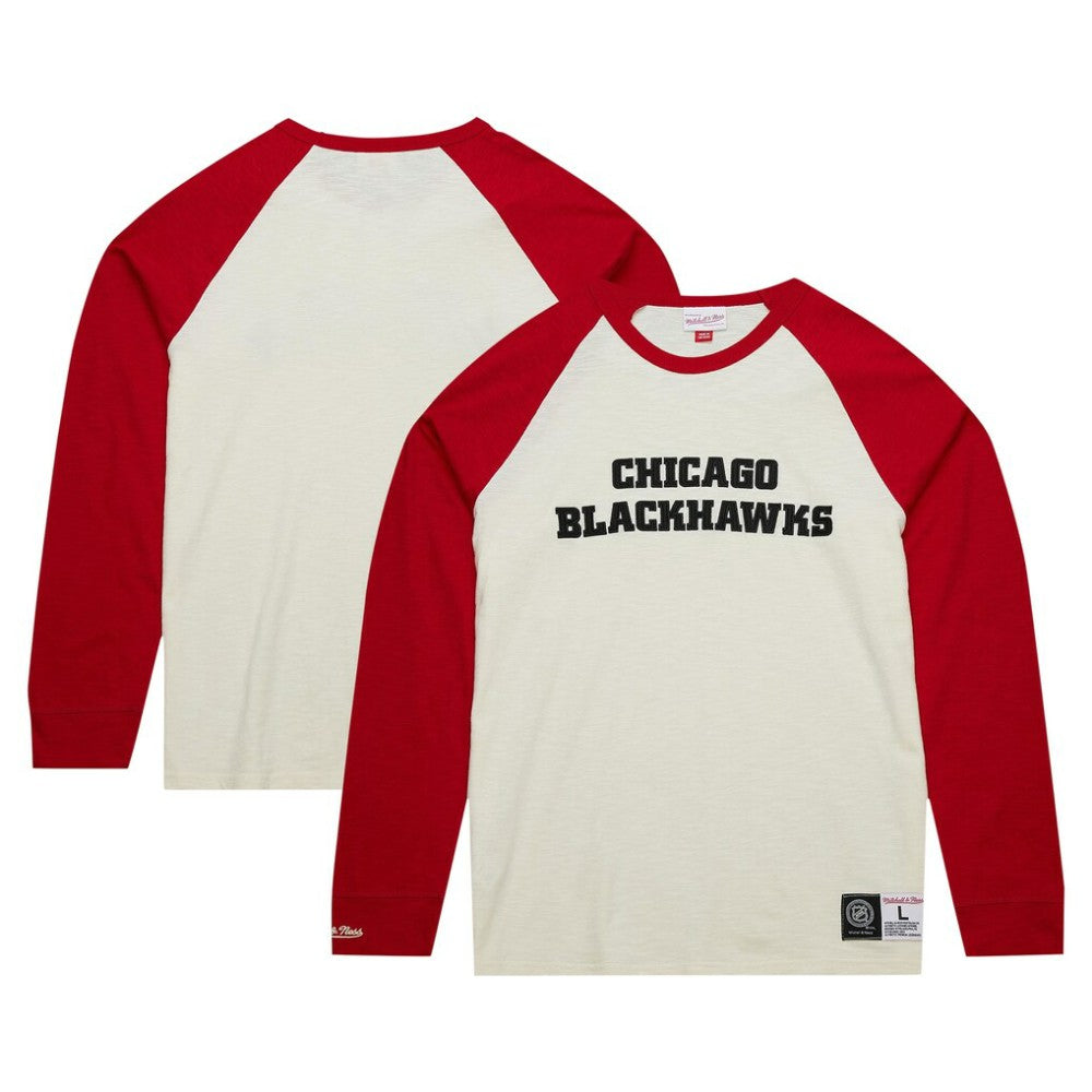Chicago Blackhawks Mitchell & Ness Legendary Slub Vintage Raglan Long Sleeve T-Shirt - Cream | US 201112939