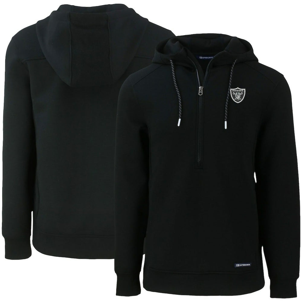 Las Vegas Raiders Cutter & Buck Primary Mark Roam Eco Recycled Half-Zip Pullover Hoodie - Black Hoodies
