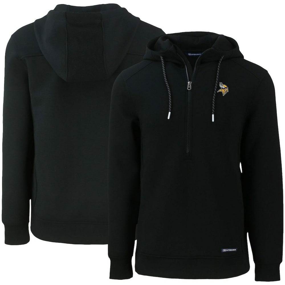 Minnesota Vikings Cutter & Buck Primary Mark Roam Eco Recycled Half-Zip Pullover Hoodie - Black Hoodies