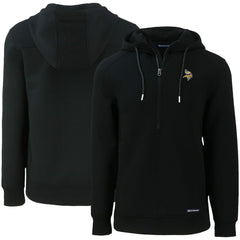 Minnesota Vikings Cutter & Buck Primary Mark Roam Eco Recycled Half-Zip Pullover Hoodie - Black Hoodies