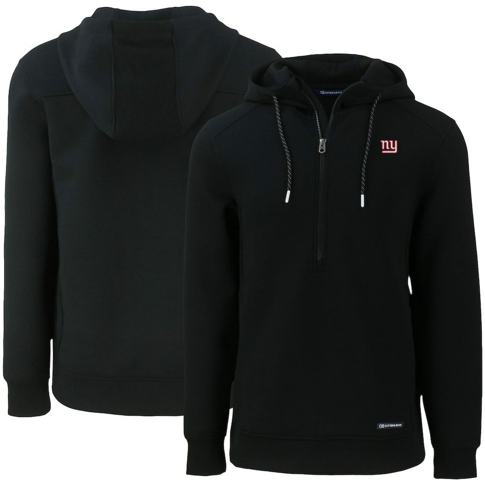 New York Giants Cutter & Buck Primary Mark Roam Eco Recycled Half-Zip Pullover Hoodie - Black Hoodies
