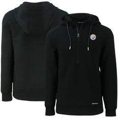 Pittsburgh Steelers Cutter & Buck Primary Mark Roam Eco Recycled Half-Zip Pullover Hoodie - Black Hoodies