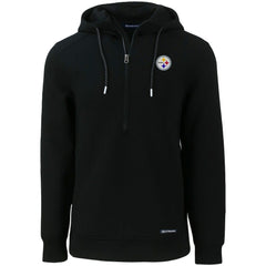 Pittsburgh Steelers Cutter & Buck Primary Mark Roam Eco Recycled Half-Zip Pullover Hoodie - Black Hoodies