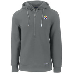 Pittsburgh Steelers Cutter & Buck Primary Mark Roam Eco Recycled Half-Zip Pullover Hoodie - Gray Hoodies