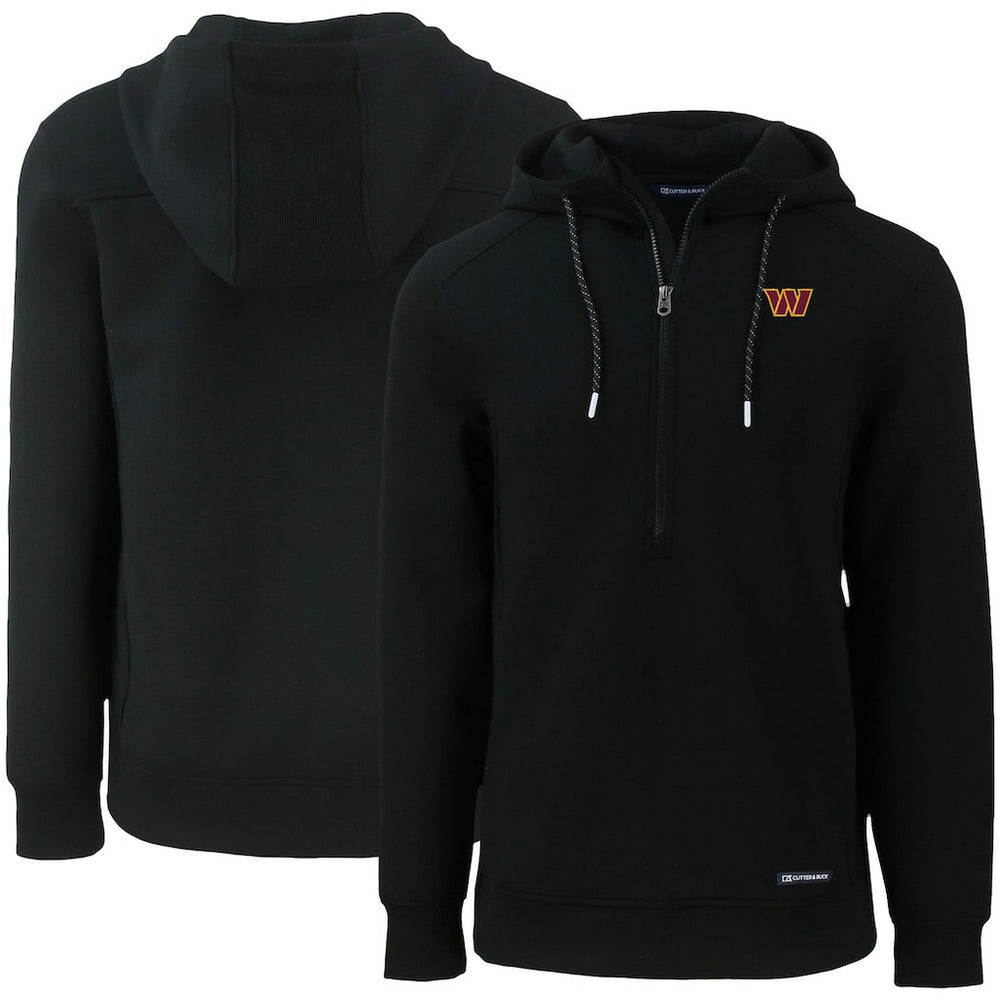 Washington Commanders Cutter & Buck Primary Mark Roam Eco Recycled Half-Zip Pullover Hoodie - Black Hoodies
