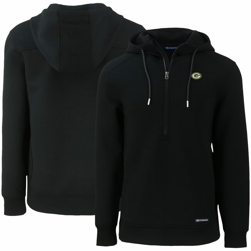 Green Bay Packers Cutter & Buck Primary Mark Roam Eco Recycled Half-Zip Pullover Hoodie - Black Hoodies