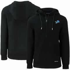 Detroit Lions Cutter & Buck Primary Mark Roam Eco Recycled Half-Zip Pullover Hoodie - Black Hoodies