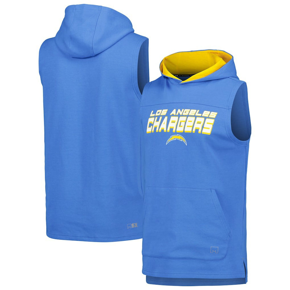 Los Angeles Chargers MSX by Michael Strahan Captain Sleeveless Hoodie T-Shirt - Powder Blue Hoodies