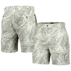 Pittsburgh Steelers Margaritaville Sandwashed Monstera Print Amphib Shorts - Gray Shorts