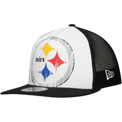 New Era Pittsburgh Steelers Distressed 9FIFTY A-Frame Snapback Hat - White/Black Hats