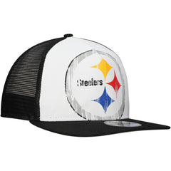 New Era Pittsburgh Steelers Distressed 9FIFTY A-Frame Snapback Hat - White/Black Hats